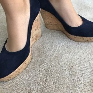 Stuart Weitzman Navy Wedges